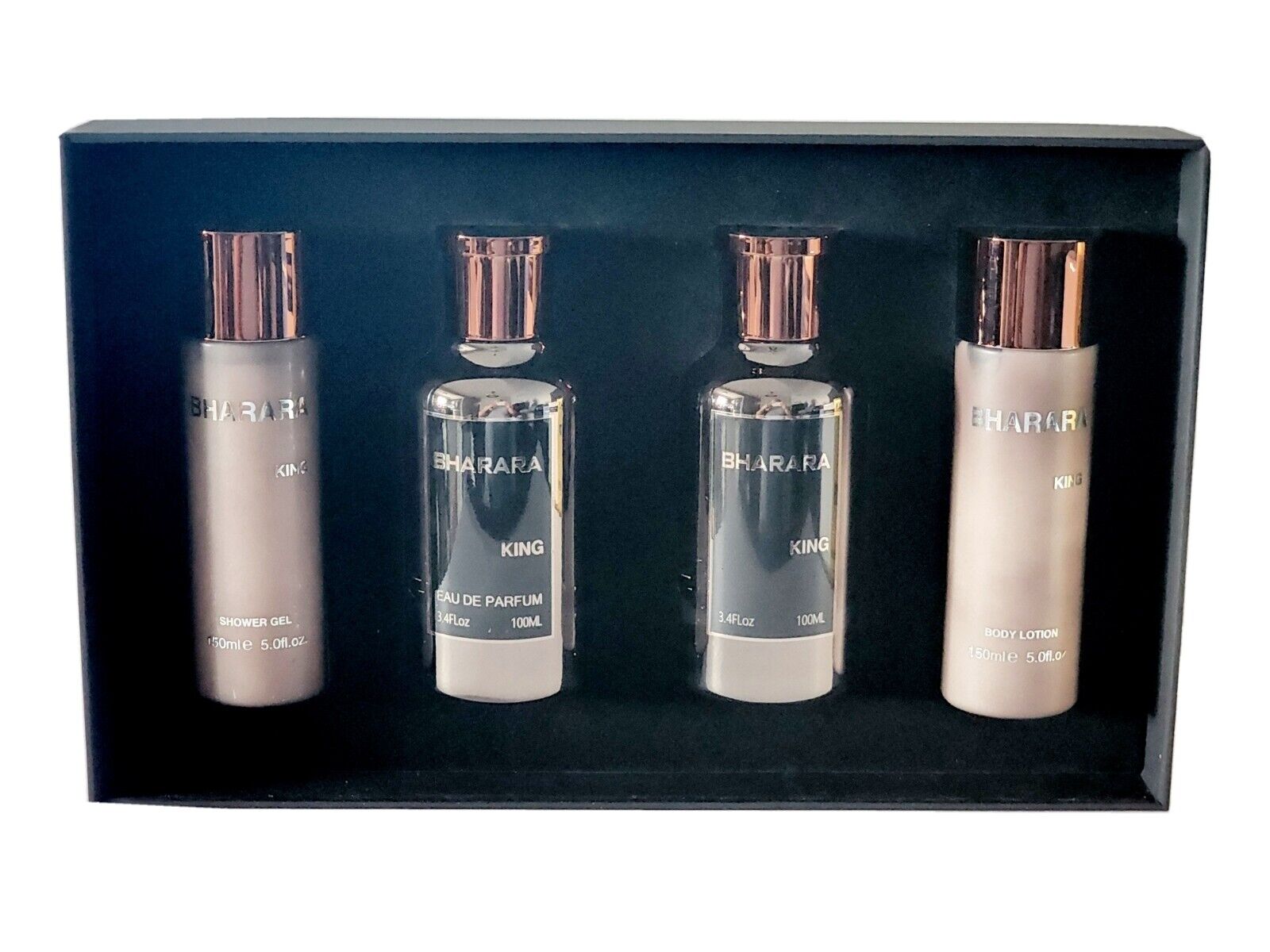 Estuche Bharara King EDP, 4 PZ PERFUME+CREMA+AFTER SHAVE+SHOWER GEL