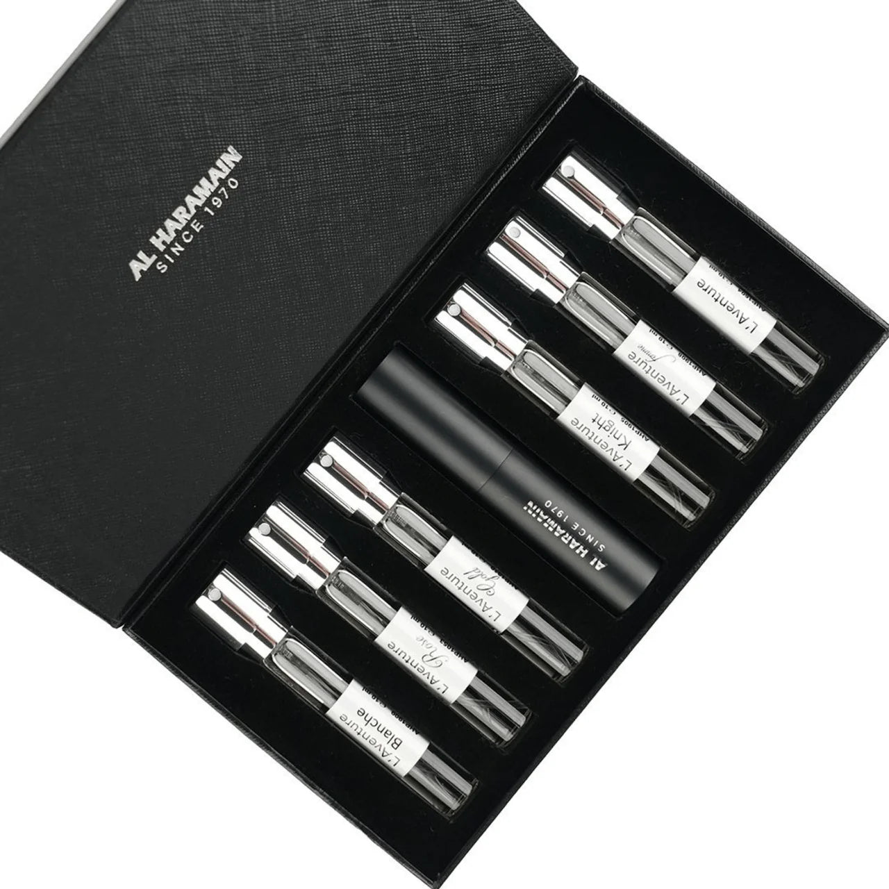 Estuche Al Haramain Miniatura 5PZ L AVENTURE 10ML + AVENTURE GOLD 10ML + AVENTURE ROSE 10ML + AVENTURE BLANCHE 10ML + AVENTURE KNIGHT 10ML + AVENTURE FEMME 10ML