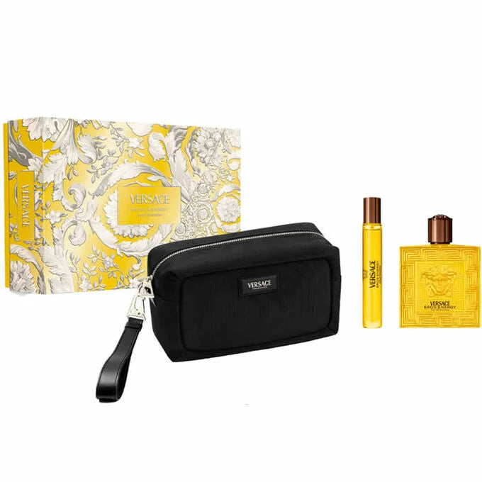Estuche Versace Eros Energy Hombre EDT 3PZ Perfume 100ml + Mini 15ml +Bolso