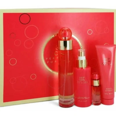 Estuche Perry Ellis 360 Red Dama 4Pz Perfume + Mini + Shower Gel + Body Spray