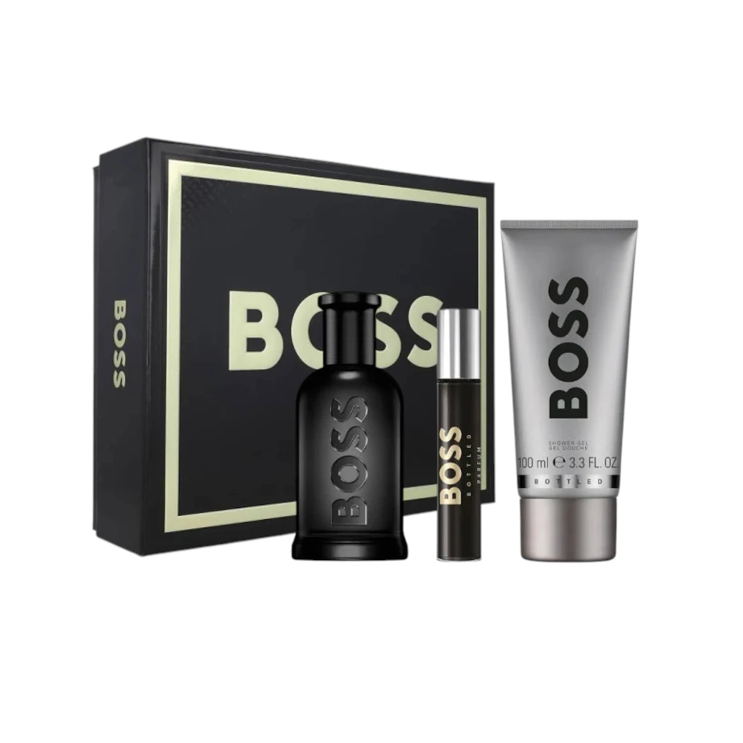 Estuche Hugo Boss Bottled PARFUM Hombre 3PZ Perfume 100ml + Mini + Shower Gel