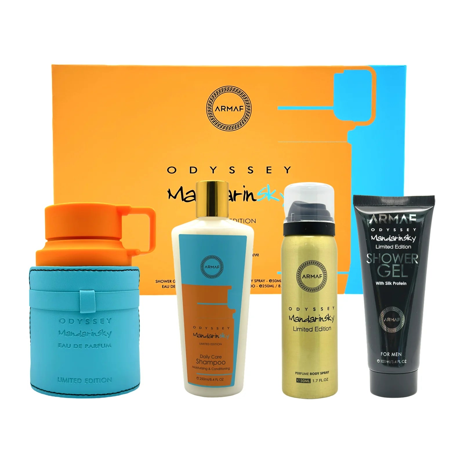 Estuche Armaf Odyssey Mandarin Hombre 4PZ Perfume 100ml + Shower Gel + Body Spray + Shampoo