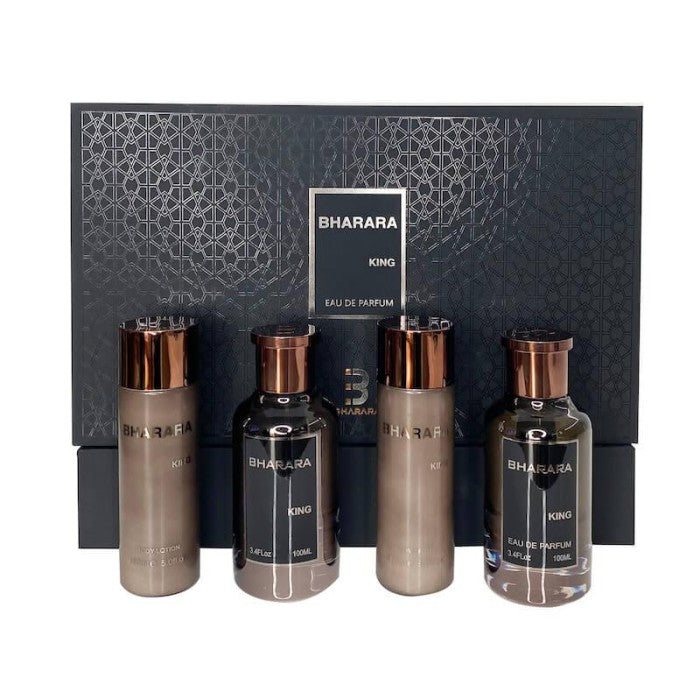 Estuche Bharara King EDP, 4 PZ PERFUME+CREMA+AFTER SHAVE+SHOWER GEL